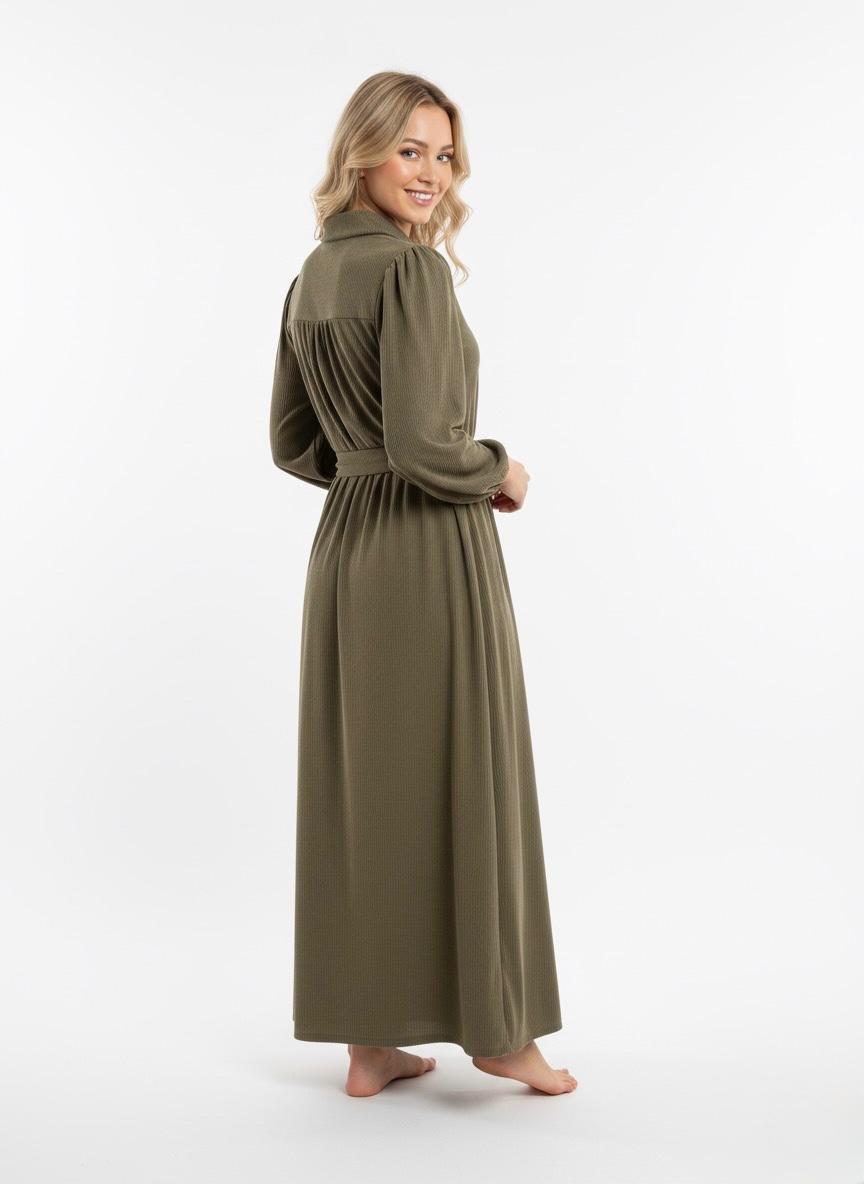Olive Green Textured Modesty Dress